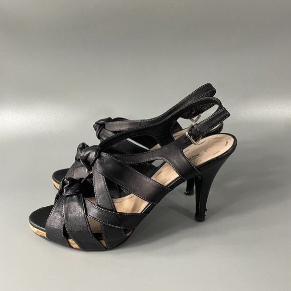 Authentic Miu Miu Washed Leather Platform Strappy High Heel Sandals, 37.5 - Picture 5 of 11